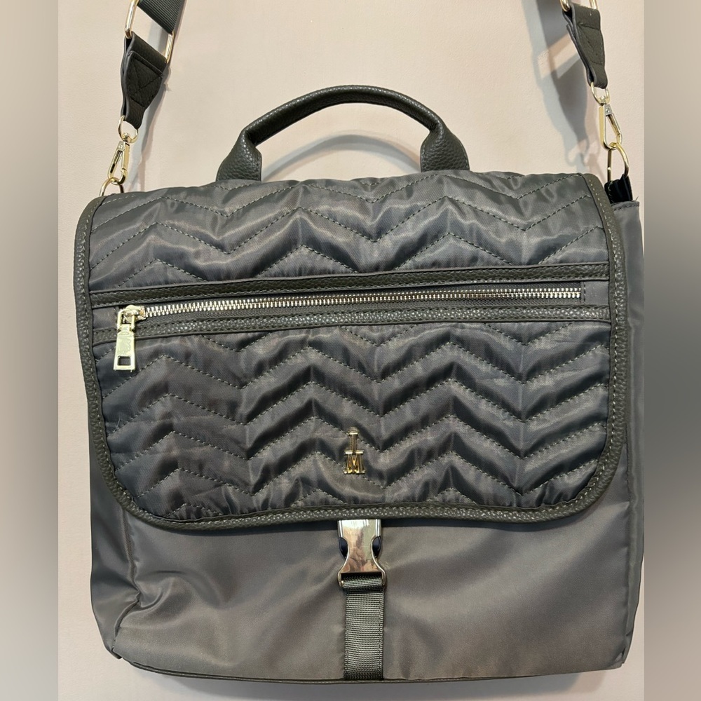 ISAAC MIZRAHI Laptop Quilted Canvas Crossbody Bag